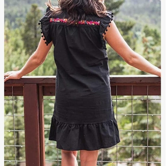 Women's Mini Dress Casual V Neck Floral Embroidery Ruffle Sleeveless KIRUNDO XL - Picture 2 of 10